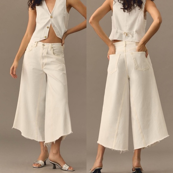 Citizens of Humanity Tessa White High Culotte Wide Jeans - Picture 1 of 9